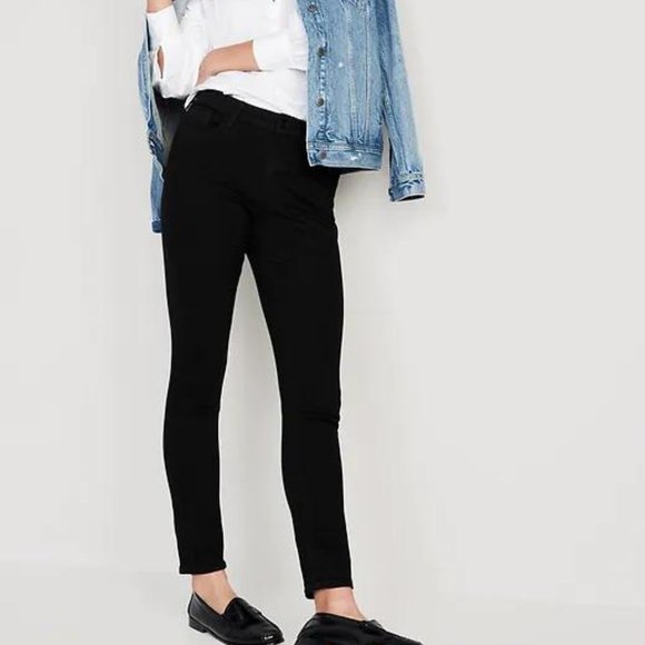 Old Navy Mid-Rise Pop Icon Black-Wash Skinny Jeans for Women New - Picture 3 of 5